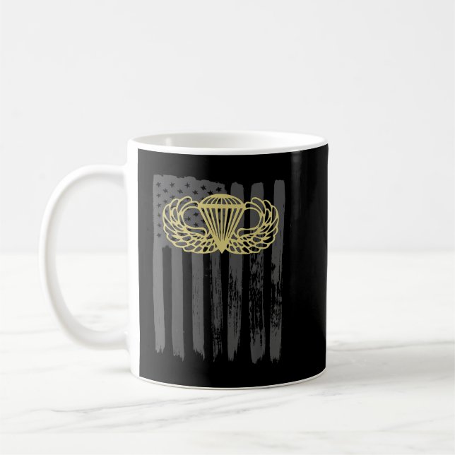 Mug Army Parachute wings badge and US Flag airborne  (Gauche)