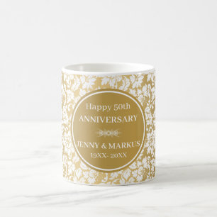 Mug Arrière - plan blanc Damask Gold