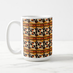 Mug Arrière - plan de design africain en marron et noi