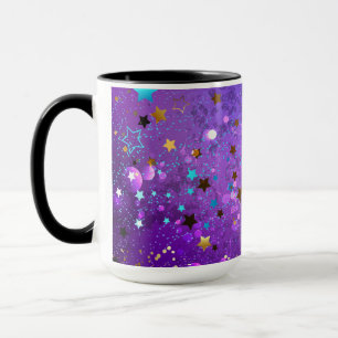 Mug Arrière - plan de feuille violet avec étoiles