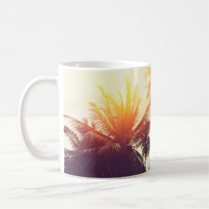 Mug Arrière - plan de plage tropical avec silhouette d