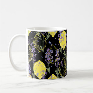 Mug Arrière - plan floral avec fleurs de lavande dess