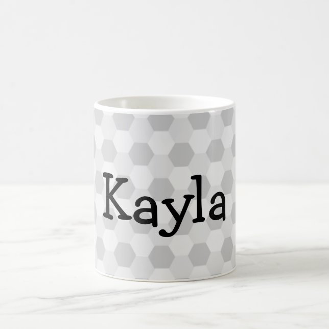 Mug Arrière - plan gris nommé personnalisé d'hexagone (Centre)