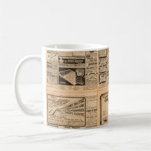 Mug Arrière - plan papier usagé. Page de journal ancie