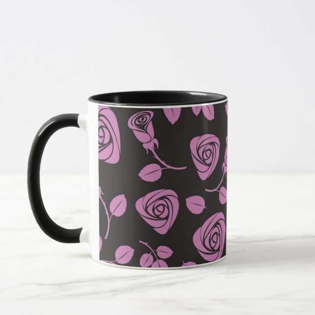 Mug Arrière - plan rose floral (Gauche)