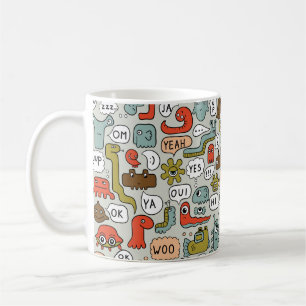 Mug arrière - plan sans soudure avec de mignons monstr