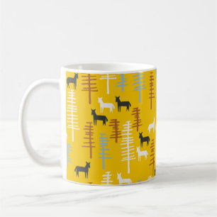 Mug Arrière - plan tribal avec des chevaux et des arbr