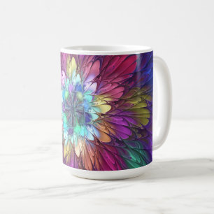 Mug Art abstrait fractal de fleurs psychédéliques colo