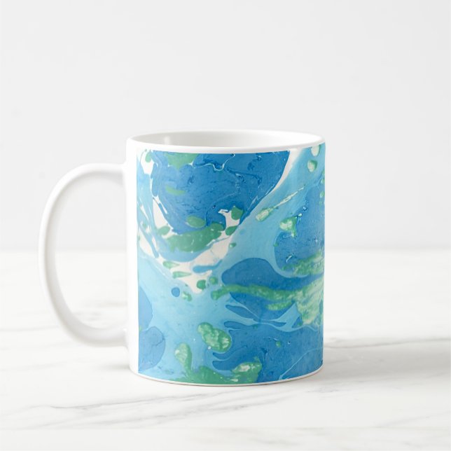 Mug Art Abstrait moderne Bleu Vert Modèle Élégant (Gauche)
