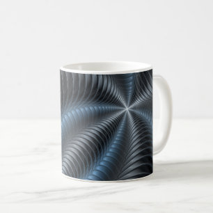 Mug Art abstrait moderne fractal bleu gris plastique 3