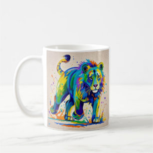 Mug Art animal Lion abstrait coloré