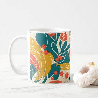 Mug Art botanique rétro de feuilles et de baies
