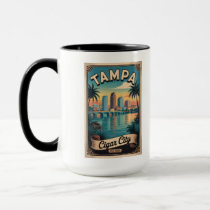 Mug Art d'affiche de voyage rétro de Tampa Floride vin