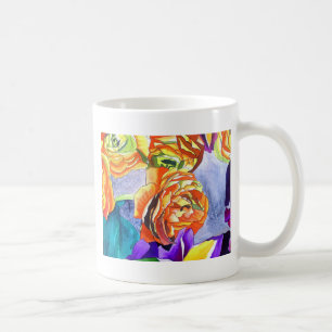 Mug Art de couleur pour aquarelle de Ranunculus et