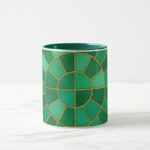 Mug Art de motif circulaire en mosaïque émeraude