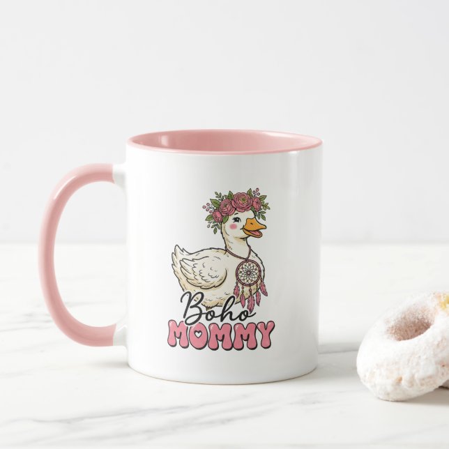 Mug Art de mots de maman boho mignonne oie (Avec donut)