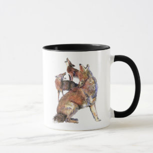Mug Art de nature animale de coyotes d'hurlement