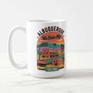 Mug Art de paysage urbain rétro d'Albuquerque Nouveau-