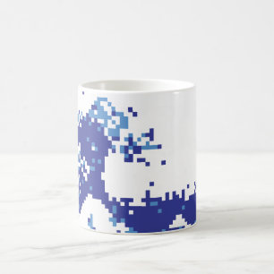 Mug Art de pixel de bit du bleu 8 de tsunami de pixel