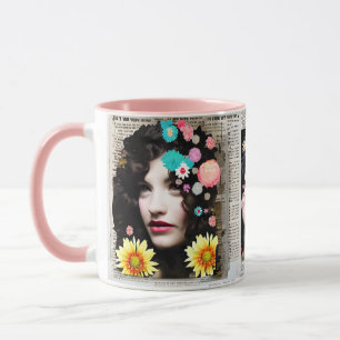 Mug Art de style Collage papier   Femmes et fleurs