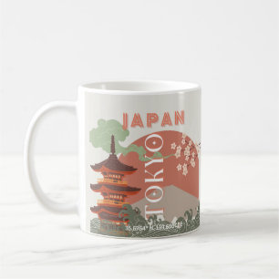 Mug Art de voyage Tokyo Japon, Art de voyage rétro