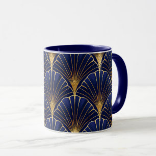 Mug Art déco bleu marine et or