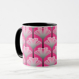 Mug Art déco Lily, Fuchsia rose et gris argenté