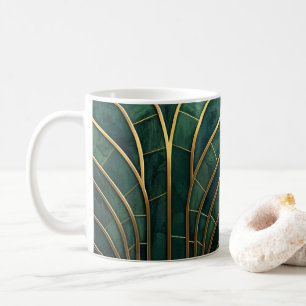 Mug Art Déco Luxueux Vert Émeraude et Or