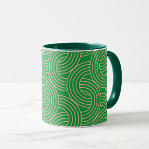 Mug Art déco orné vert et or