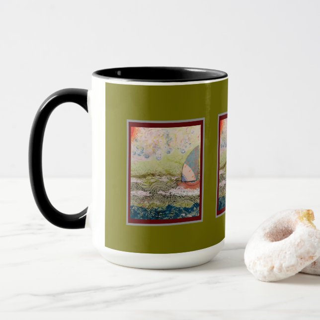 Mug - Art Deco Sailboat  Tasse (Mit Donut)