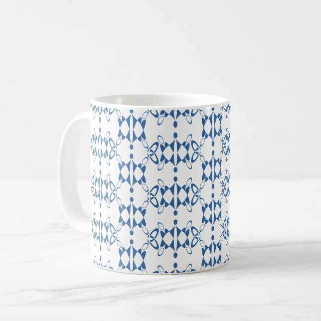 Mug Art décoratif blanc et bleu Géométrie déco (Devant gauche)
