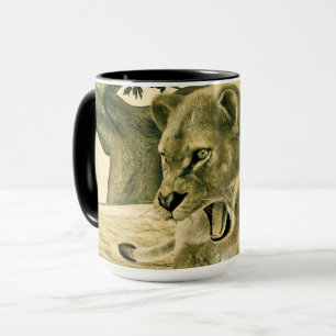 Mug Art dramatique de la lionne de safari faunique