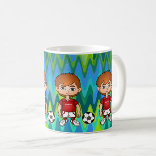 Mug Art du joueur de football à paniers d'action