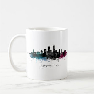 Mug Art du Massachusetts Aquarelle de la skyline de