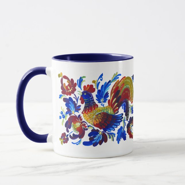 Mug Art d'Ukrainien de Petrykivka de coq (Gauche)
