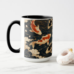 Mug Art élégant personnalisé de carpes koï et grues ja