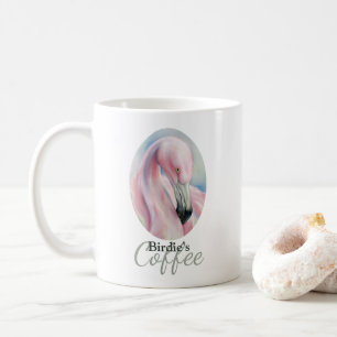 Mug Art en pastel de Flamant rose rose personnalisé