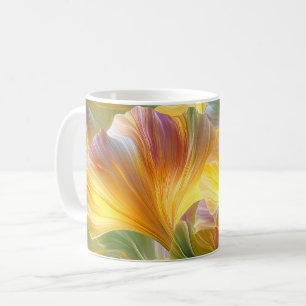 Mug Art floral abstrait avec des pétales jaunes