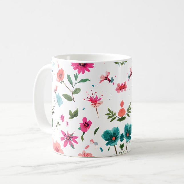 Mug Art floral dynamique (Devant gauche)