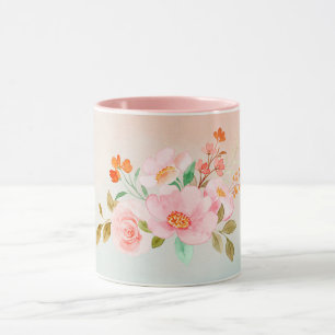 Mug Art Floral, Fleurs florissantes, Art Dégradé
