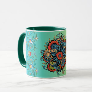 Mug Art Floral Vert Mehndi, Splendor Infini