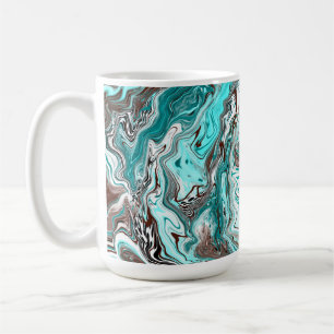 Mug Art fluide en marbre turquoise et noir