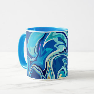 Mug Art fluide tranquille avec tourbillons bleus et aq