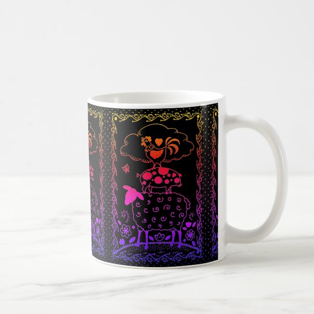 Mug ART FOLAIRE ANIMAUX DE FERME MOULER PIG ROOSTER Pr (Droite)