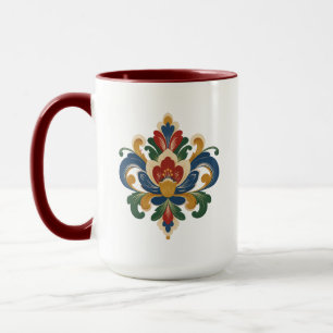Mug Art folklorique norvégien personnalisé Rosemaling