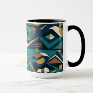 Mug Art géométrique abstrait moderne - Orange sarcelle