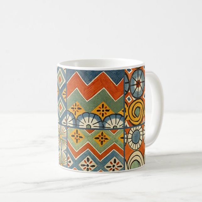 Mug Art Géométrique Coloré Antique Égyptien Graphique (Devant droit)