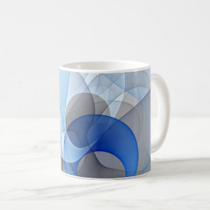 Mug Art graphique fractal abstrait bleu gris moderne