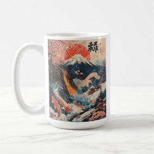 Mug Art japonais de cerisier en fleurs de carpe koï du