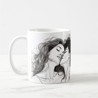 Mug Art Lesbienne De Ligne De Baiser Avec Belle Légend